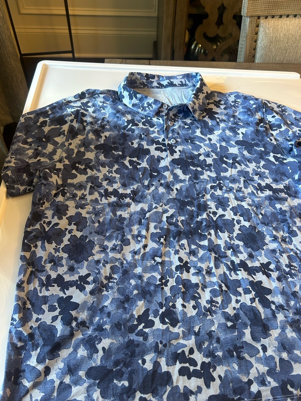 Men's Fabletics Blue Floral Polo Shirt